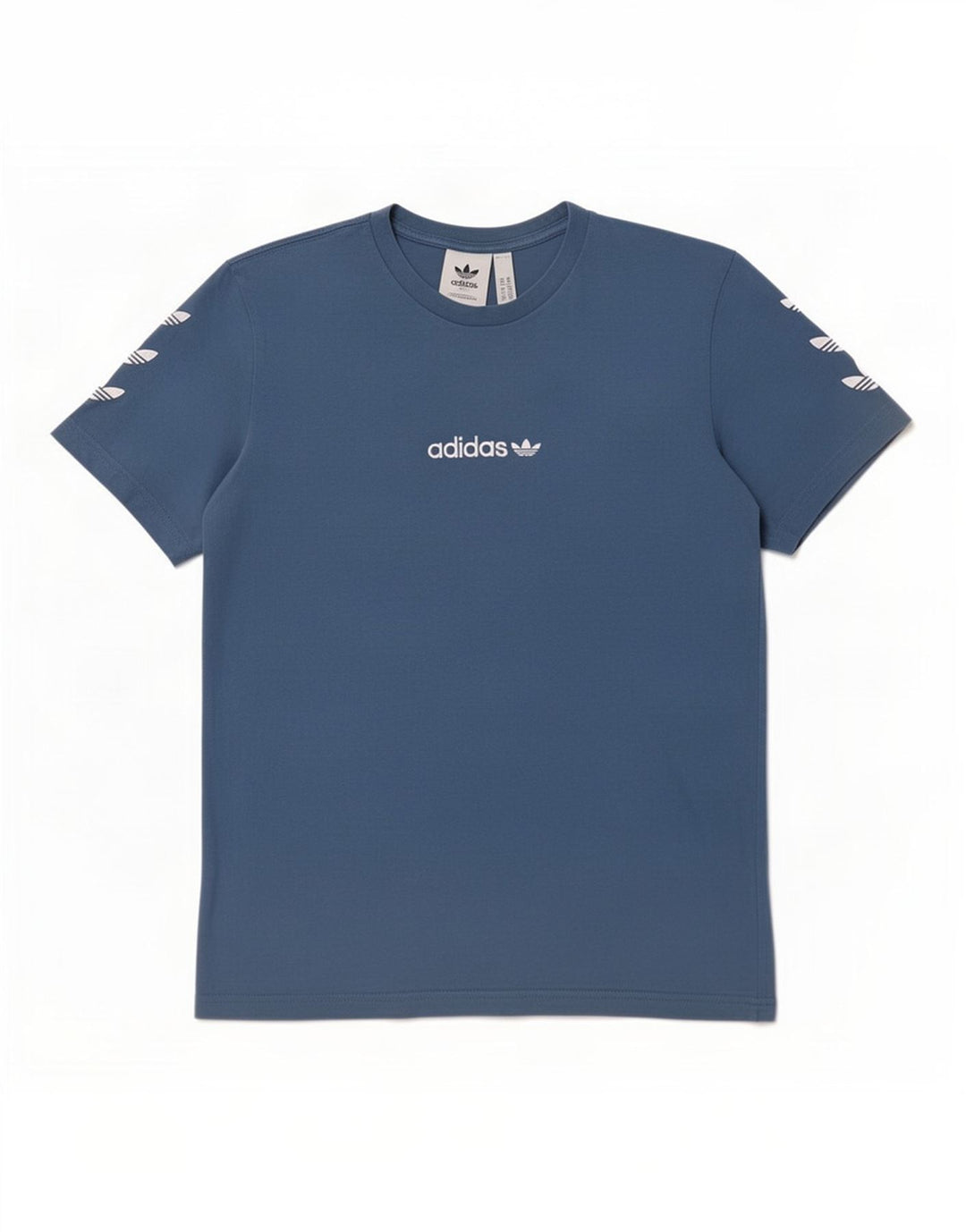 Adidas Grafisk T-shirt top mellemblå bomuld til mænd