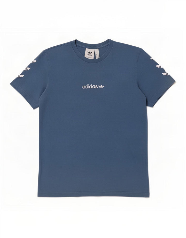 Adidas Grafisk T-shirt top mellemblå bomuld til mænd