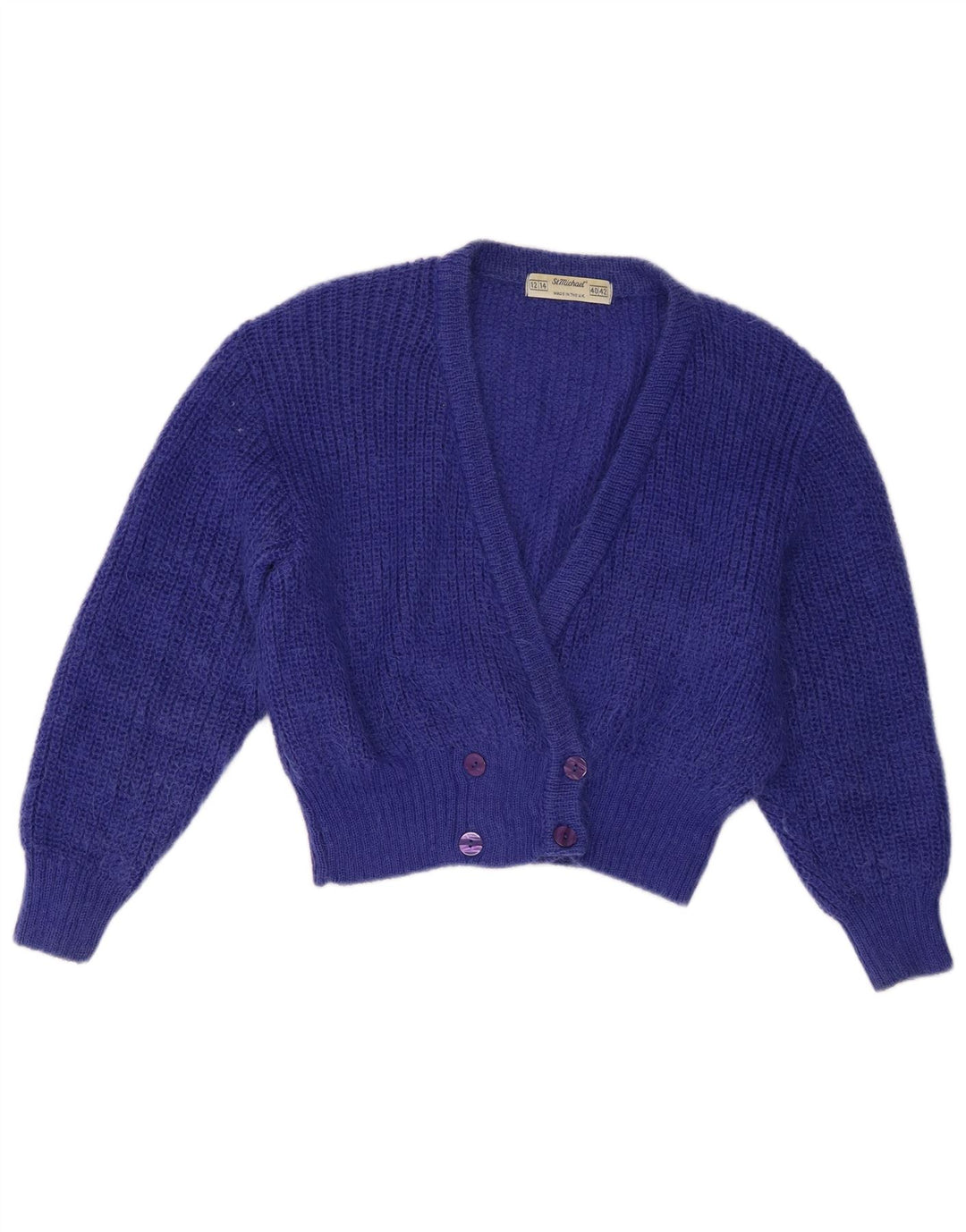 St Michael Dame Cardigan Sweater UK 12/14 Medium Blue Mohair
