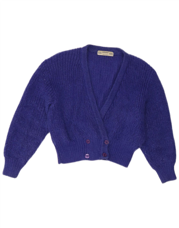 St Michael Dame Cardigan Sweater UK 12/14 Medium Blue Mohair