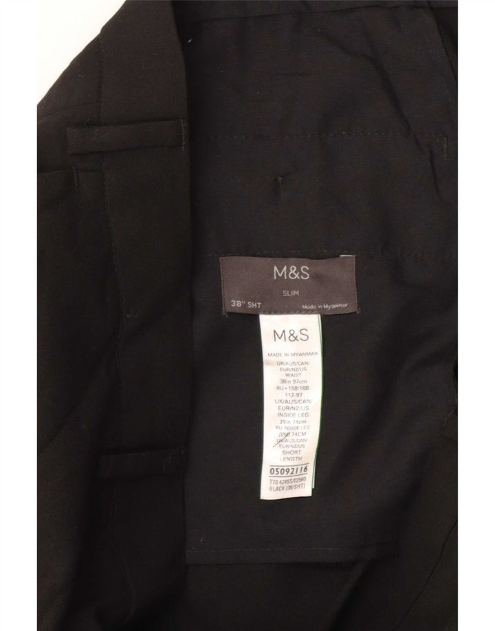 Marks & Spencer Herre Slim Cropped Trousers W38 L25 Sort Polyester
