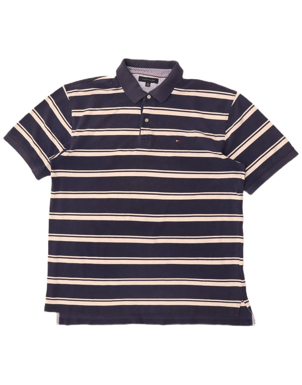Tommy Hilfiger herre polo shirt 2XL marineblå stribet bomuld
