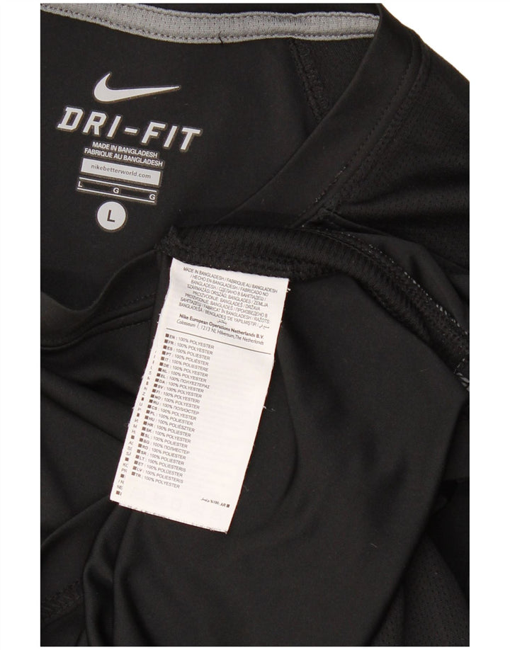 NIKE Herre Dri Fit T-Shirt Top Stor sort polyester