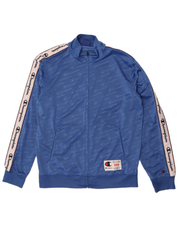 Champion Herre grafisk træningsdragt Topjakke XL Blå Colourblock Polyester