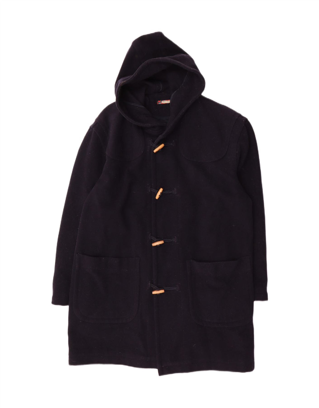 Sisley Herre Relaxed Elegance Duffle Coat med hætte UK 36 Lille marineblå uld