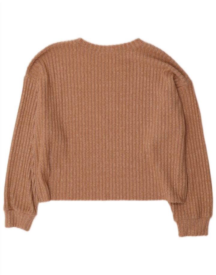 ZARA Womens Trafaluc Oversized Crew Neck Jumper Sweater UK 14 Medium Beige