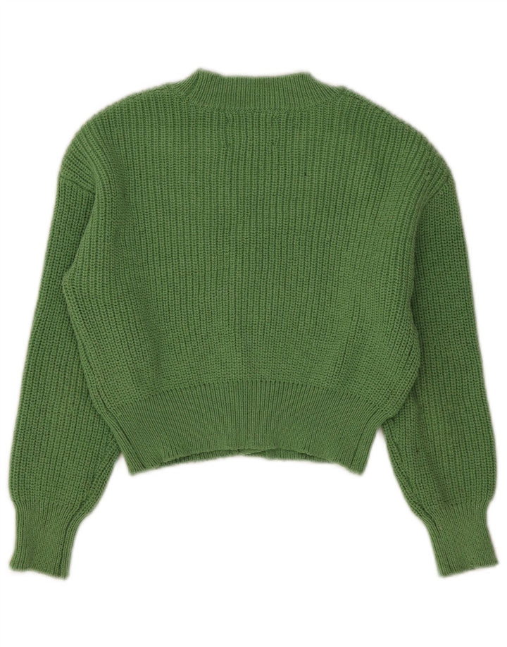 Zara Girls Crop Cardigan Sweater 9-10 År Grøn Polyester