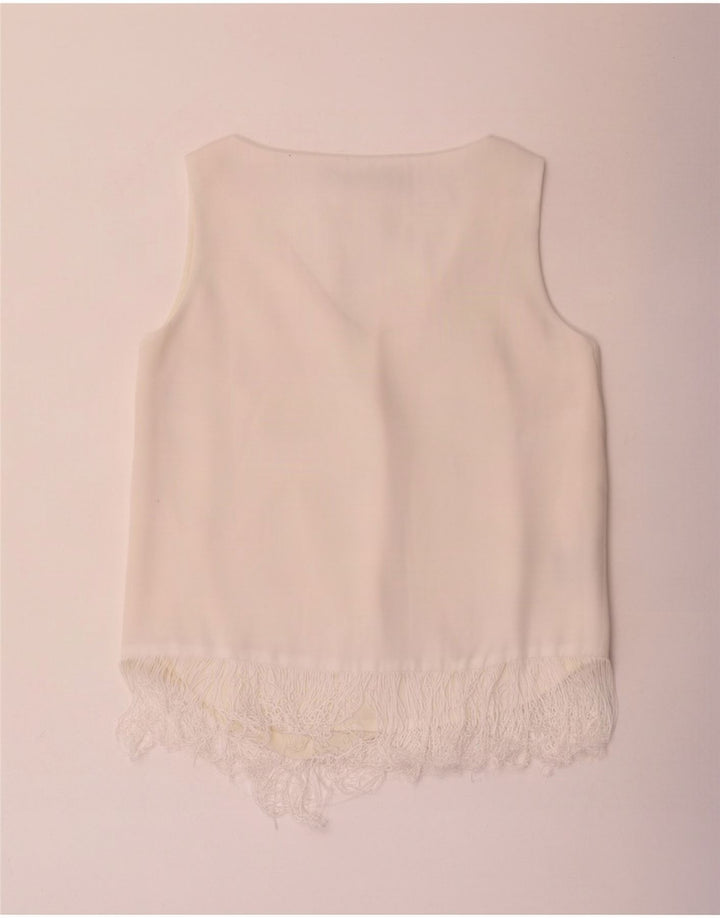Ralph Lauren Dame ærmeløs bluse Top US 6 Medium White Polyester