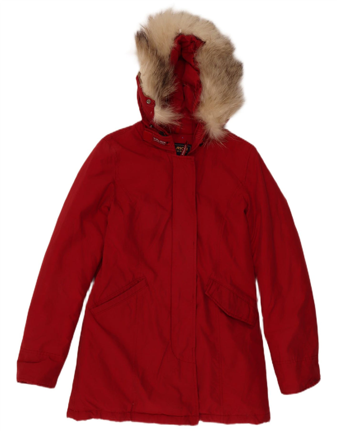 Woolrich Dame Hætte Oversized Polstret Frakke UK 10 Small Burgundy