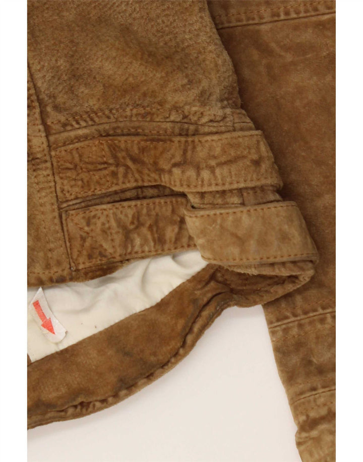 Zara Dame Crop Ruskindsjakke UK 12 Medium Beige Læder