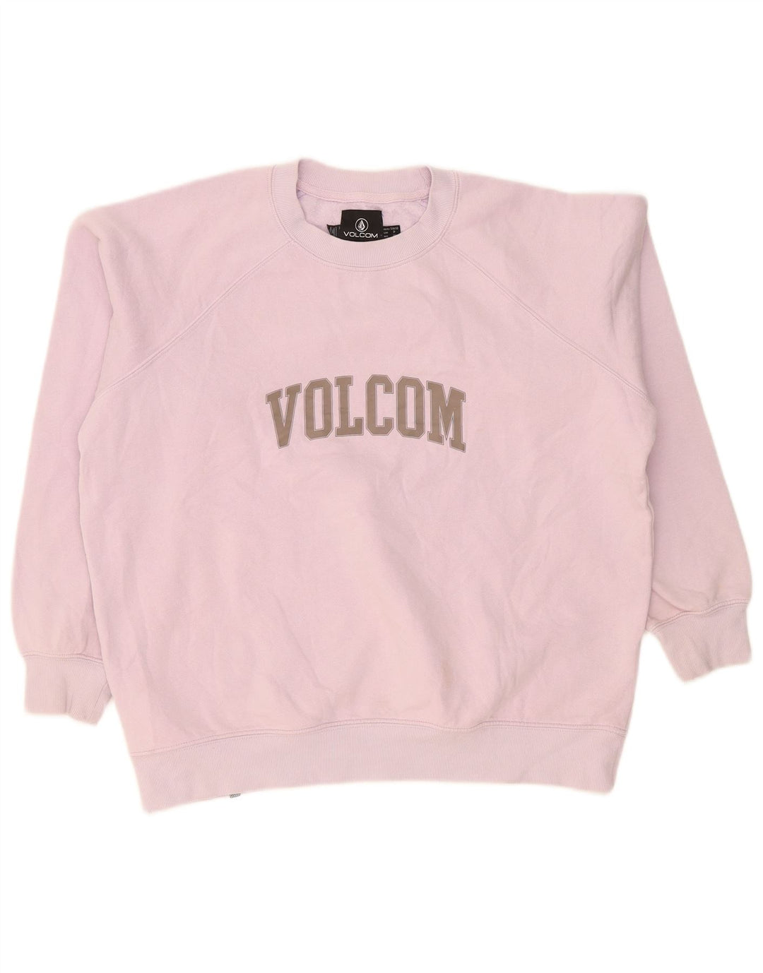 Volcom Womens Grafisk Oversized Sweatshirt Jumper US 4/6 Small Pink Bomuld