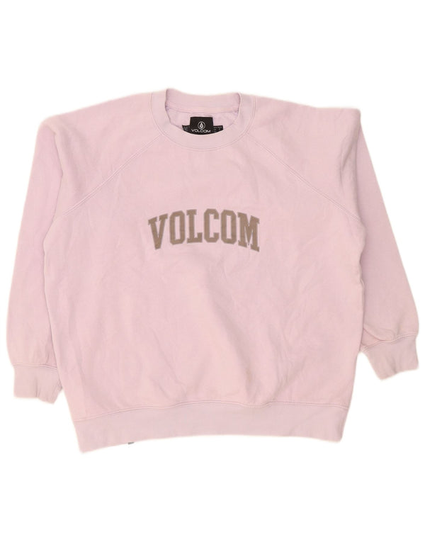 Volcom Womens Grafisk Oversized Sweatshirt Jumper US 4/6 Small Pink Bomuld