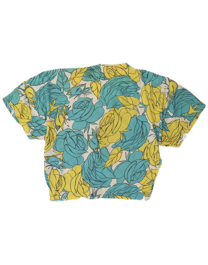 Mazzonetto Dame Front Tie Bluse Top IT 42 Medium Blue Floral Bomuld