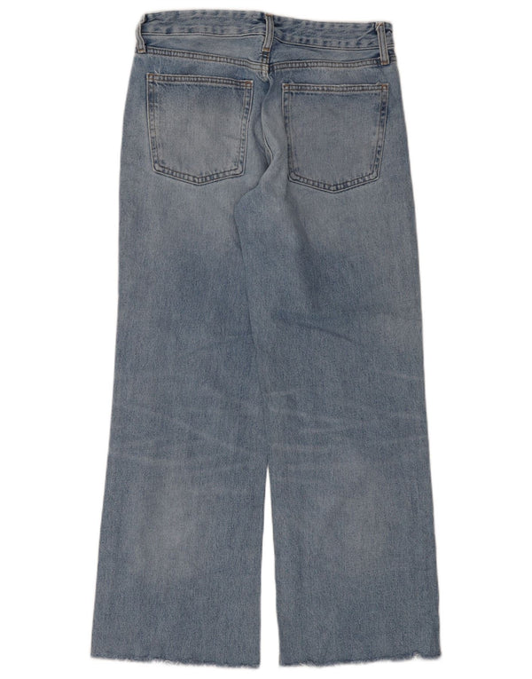Zara Womens Distressed Wide Leg Jeans EU 38 Small W28 L29 Blue Cotton