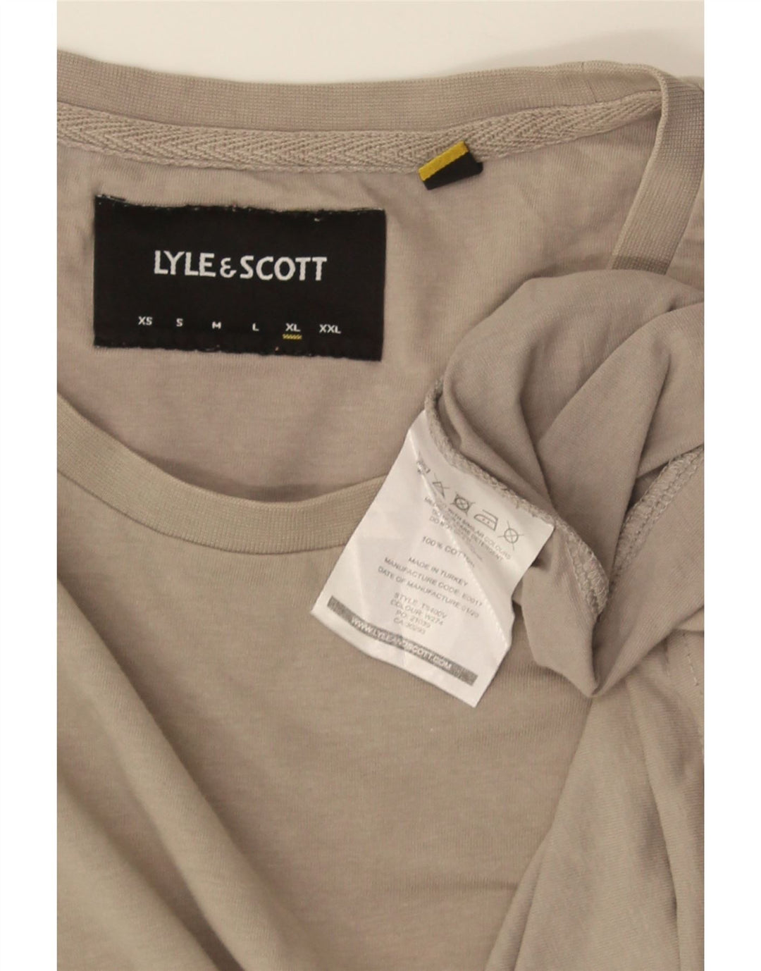 LYLE & SCOTT Herre T-Shirt Top XL Beige Bomuld