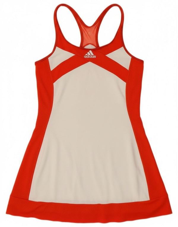 Adidas Dame Grafisk Halter Dress UK 10 Small Red Colourblock Sports