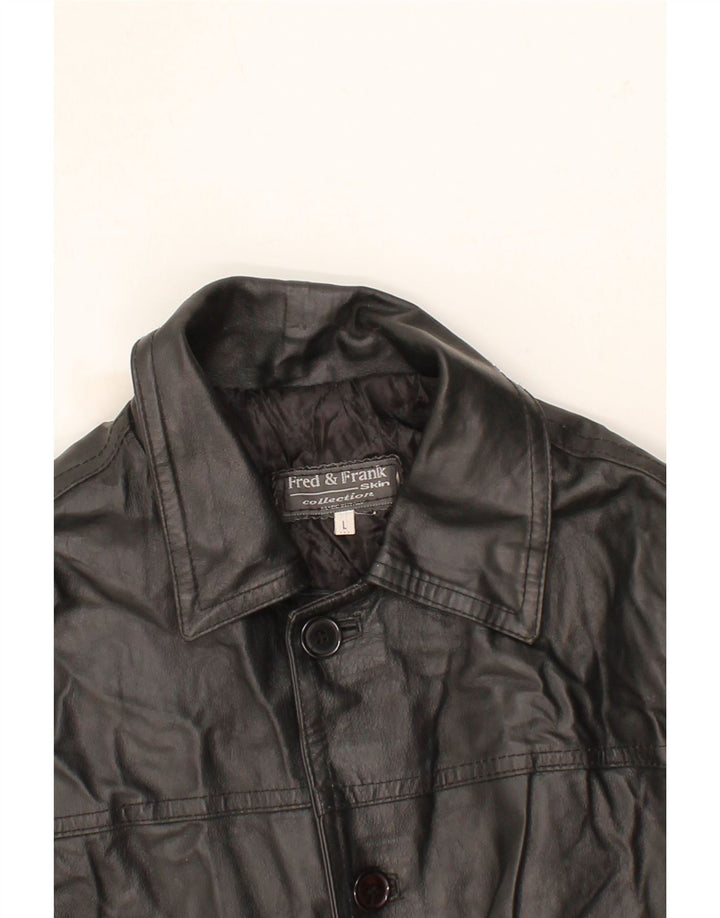 VINTAGE Mens Leather Jacket UK 40 Large Black Leather Vintage Vintage and Second-Hand Vintage from Messina Hembry 