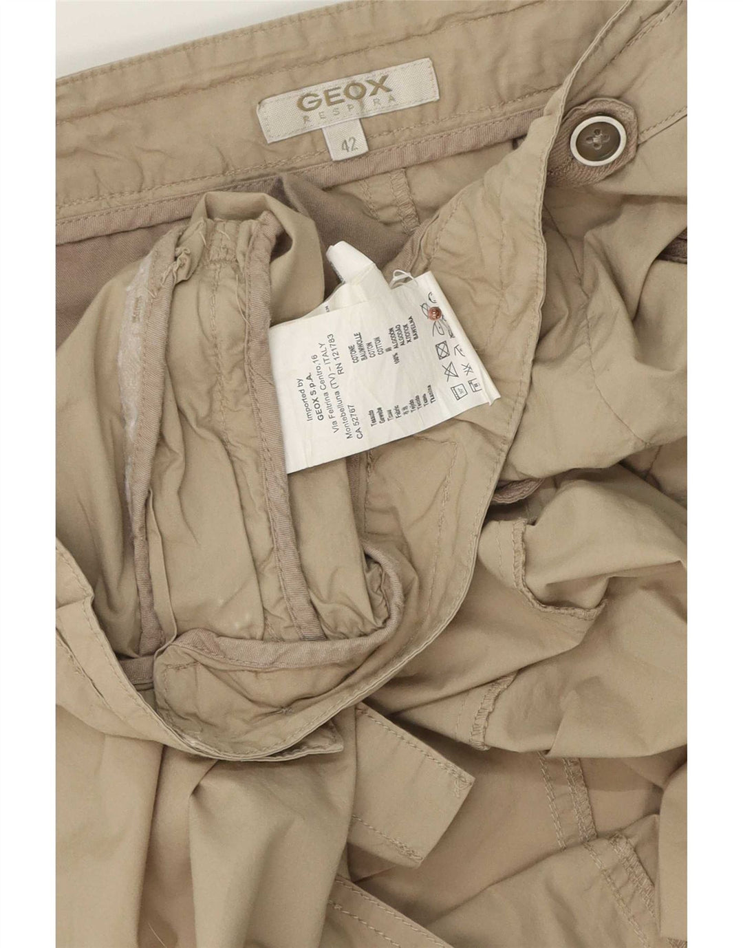 Geox Dame Mini lige nederdel IT 42 Medium W30 Beige Bomuld