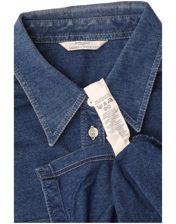 Marks & Spencer Dameskjorte UK 14 Mellem marineblå bomuld