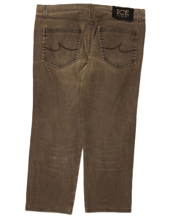 ICEBERG Straight Jeans til mænd W38 L27 Khaki Bomuld
