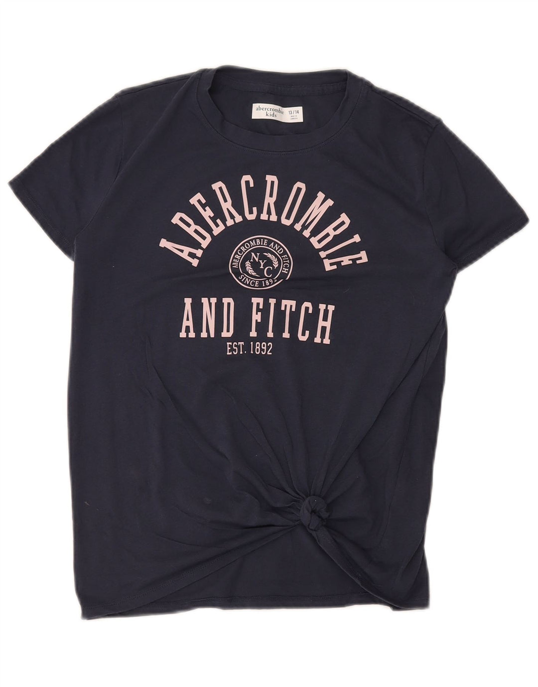 ABERCROMBIE & FITCH Grafisk T-shirt-top til piger 13-14 år Navyblå bomuld