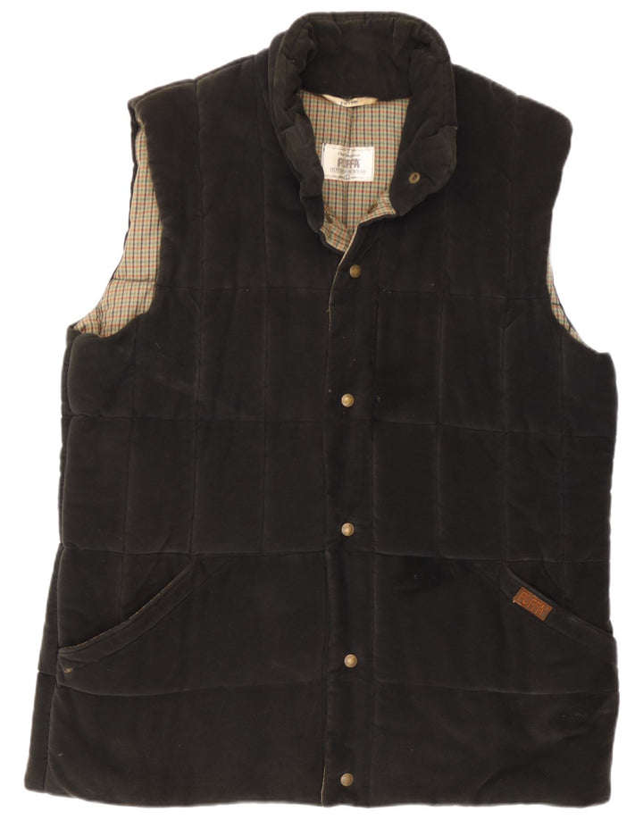 Puffa Herre Polstret Gilet UK 40 Stor sort bomuld