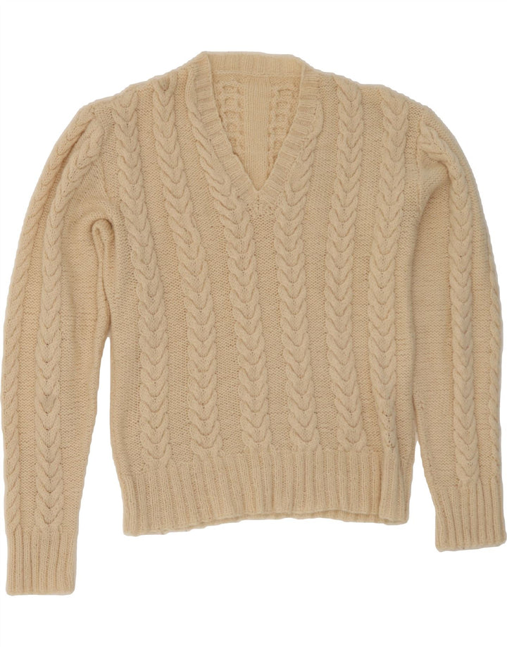 VINTAGE Womens V-Neck Jumper Sweater UK 16 Large Off White Vintage Vintage and Second-Hand Vintage from Messina Hembry 