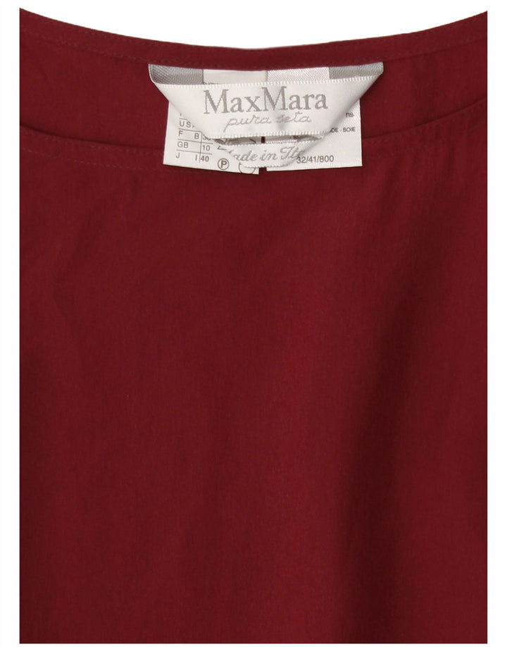 Max Mara Dame Oversized Tunika Top UK 10 Small Burgundy Silke
