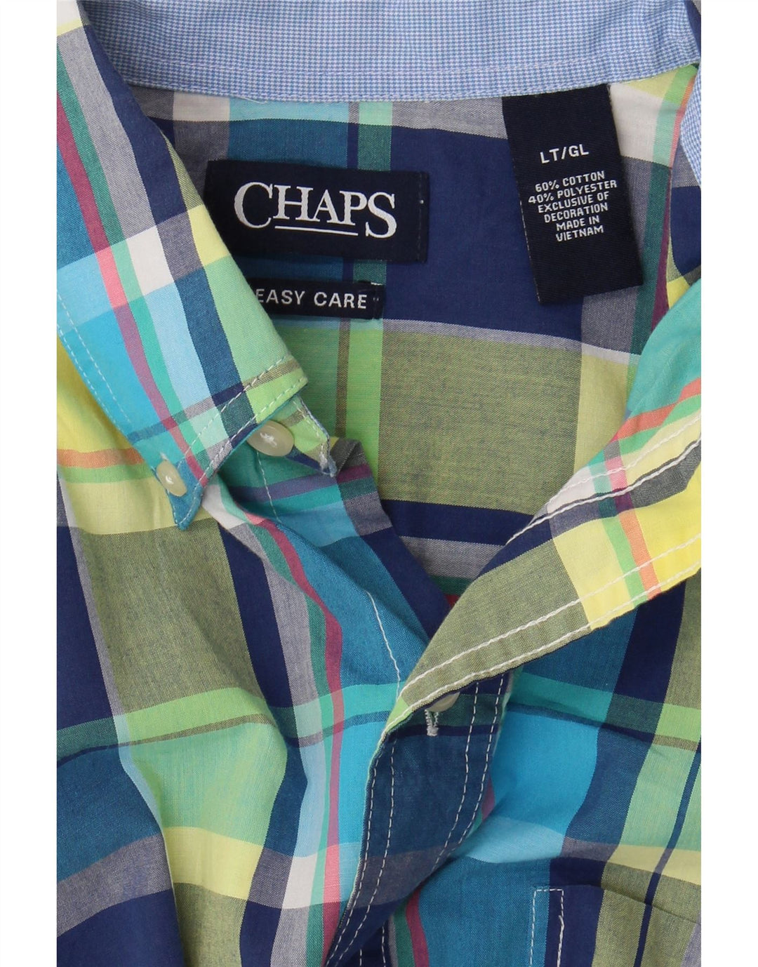 CHAPS Mens Big & Tall Short Sleeve Shirt Large Multicoloured Check Cotton Vintage Chaps and Second-Hand Chaps from Messina Hembry 