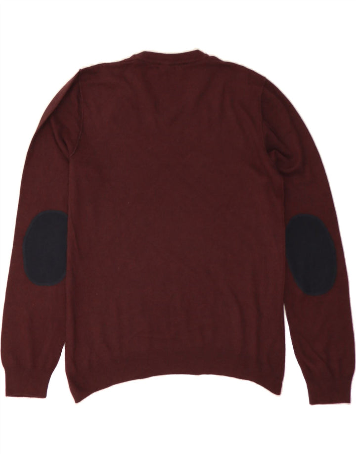 TRUSSARDI JEANS Mens V-Neck Jumper Sweater Medium Maroon Vintage Trussardi Jeans and Second-Hand Trussardi Jeans from Messina Hembry 
