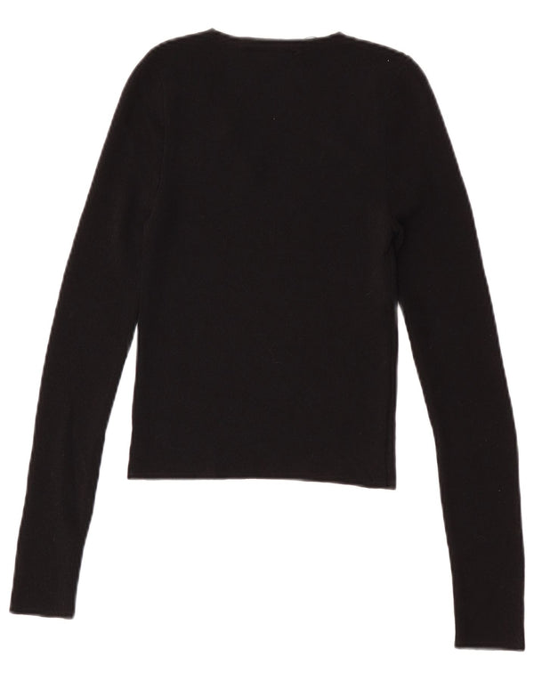 Zara Womens Crop Top Langærmet UK 8 Small Black Polyamide