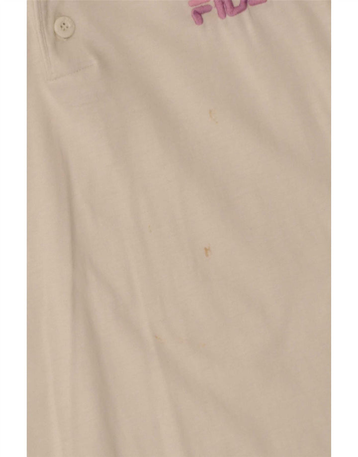Fila Herre Grafisk Polo Shirt IT 52 Stor Hvid Bomuld