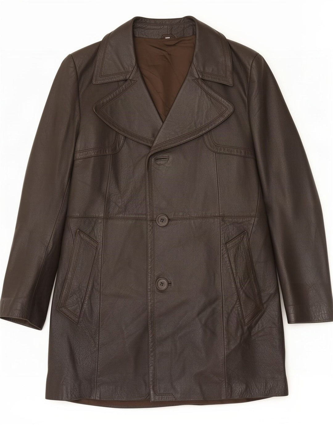Vintage Herre Læderfrakke IT 48 Medium Brun