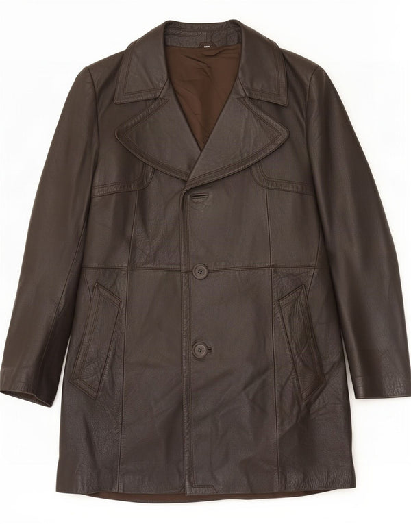 Vintage Herre Læderfrakke IT 48 Medium Brun