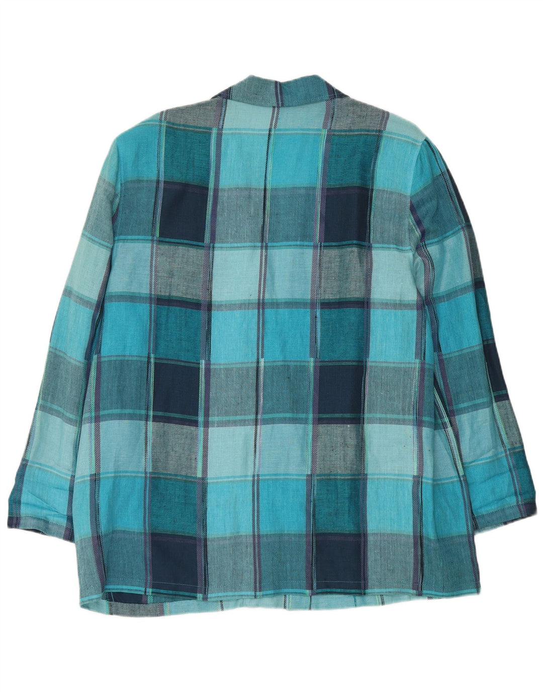 Vintage dame 2-knaps blazerjakke UK 18 XL blå ternet viskose