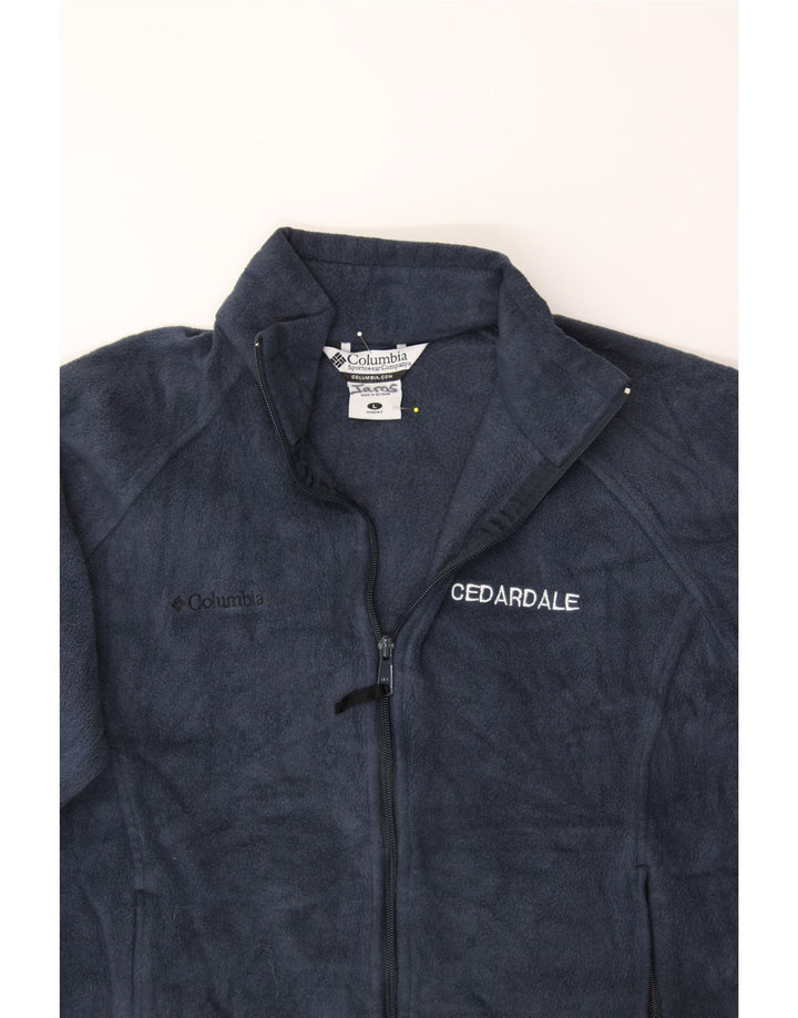 COLUMBIA Womens Fleece Jacket UK 16 Large Navy Blue Polyester Vintage Columbia and Second-Hand Columbia from Messina Hembry 