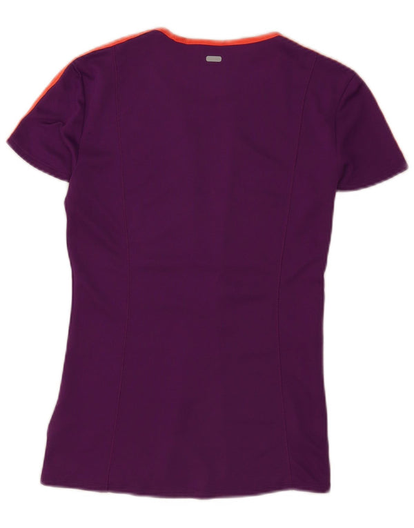 Adidas Dame T-Shirt Top UK 4/6 XS Lilla Polyester Sports