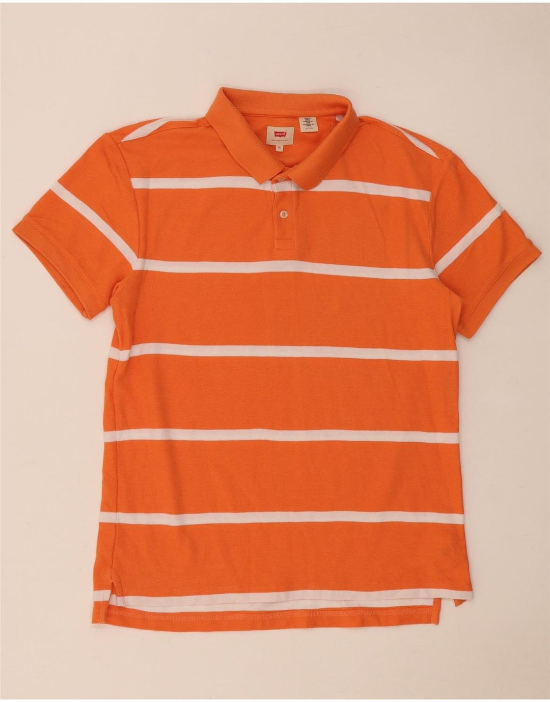 Levi's herre poloshirt XL orange stribet bomuld