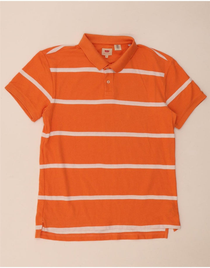 Levi's herre poloshirt XL orange stribet bomuld