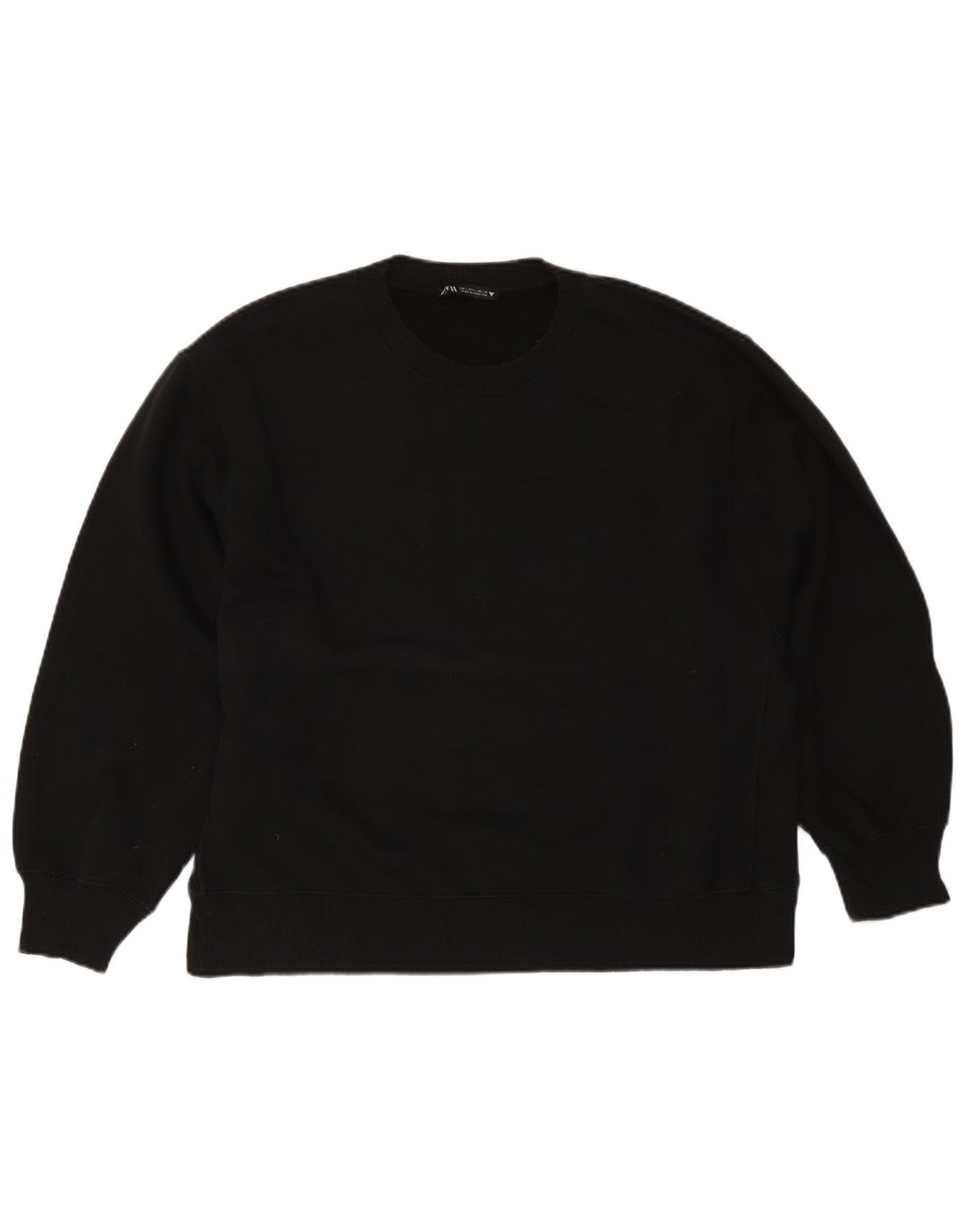 Zara Dame Oversized Sweatshirt Jumper UK 16 Stor sort bomuld