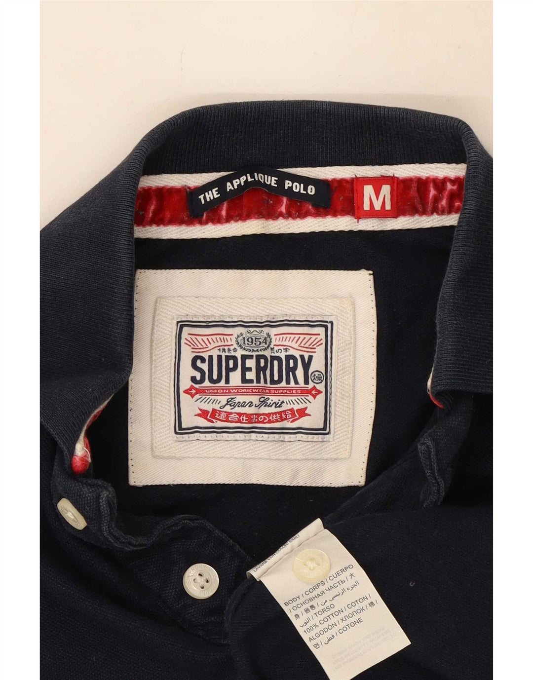 Superdry grafisk rugby poloshirt til mænd Medium marineblå bomuld