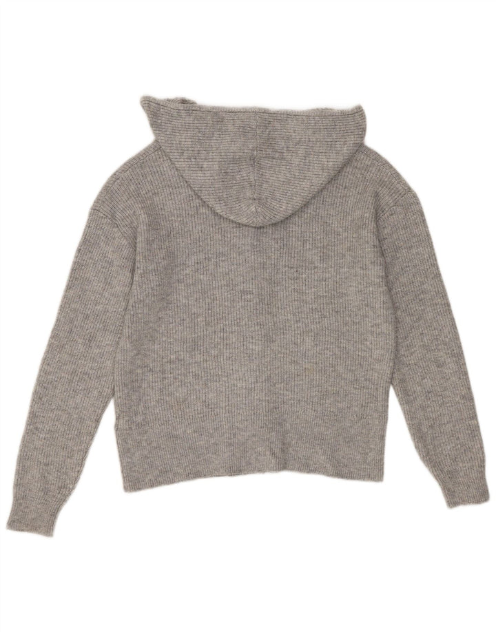 Marks & Spencer Dame hætte cardigan sweater UK 14 Medium Grey Polyester