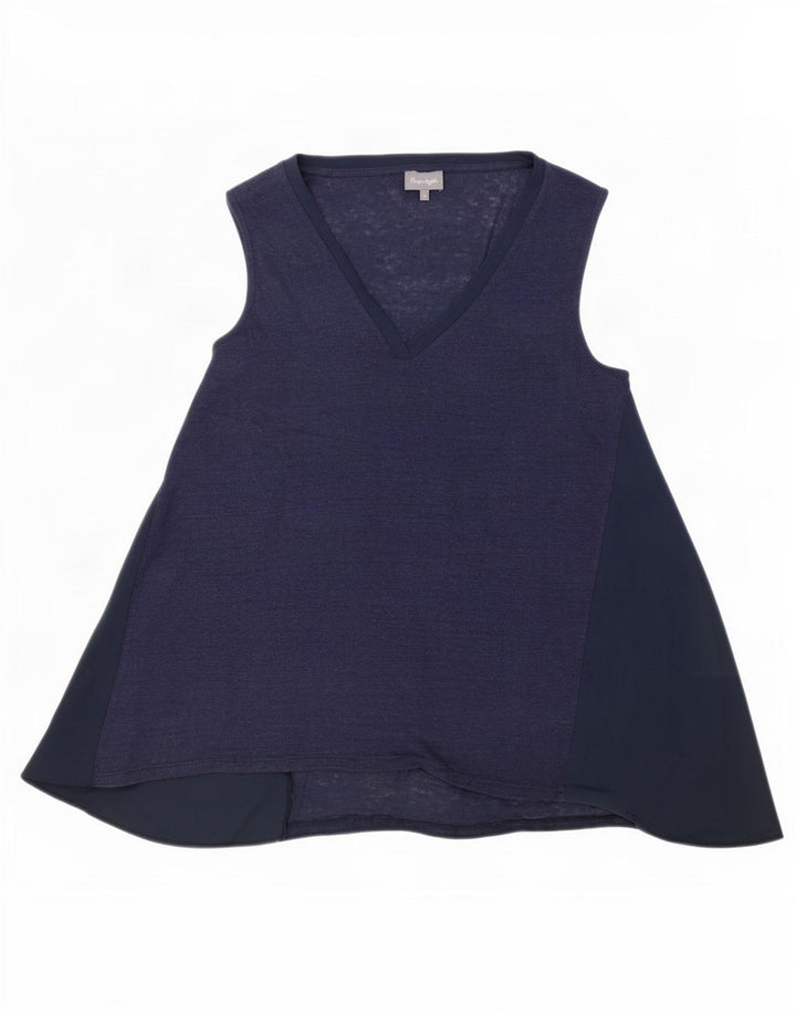 Phase Eight Dame Tunika Top UK 14 Medium Navy Blue Linen