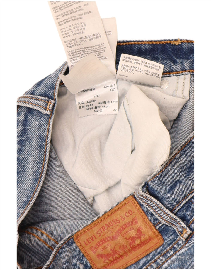 Levi's Dame Distressed Straight Jeans W27 L26 Blå Bomuld