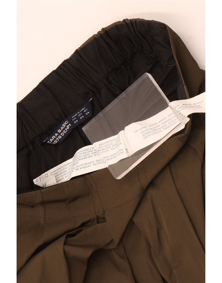 Zara højtaljet nederdel med høj talje til kvinder XS W24 Khaki Polyester