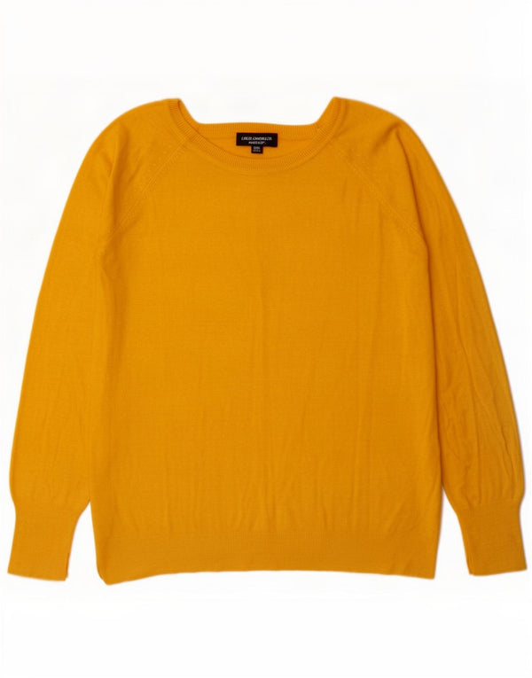 Zara Dame Boat Neck Jumper Sweater UK 16 Large Yellow Viscose