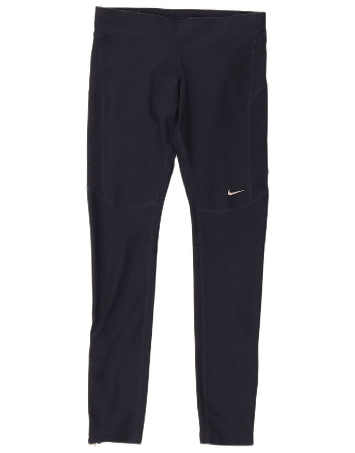 Nike Dame Dri Fit Leggings UK 6 XS Navy Blue Polyester