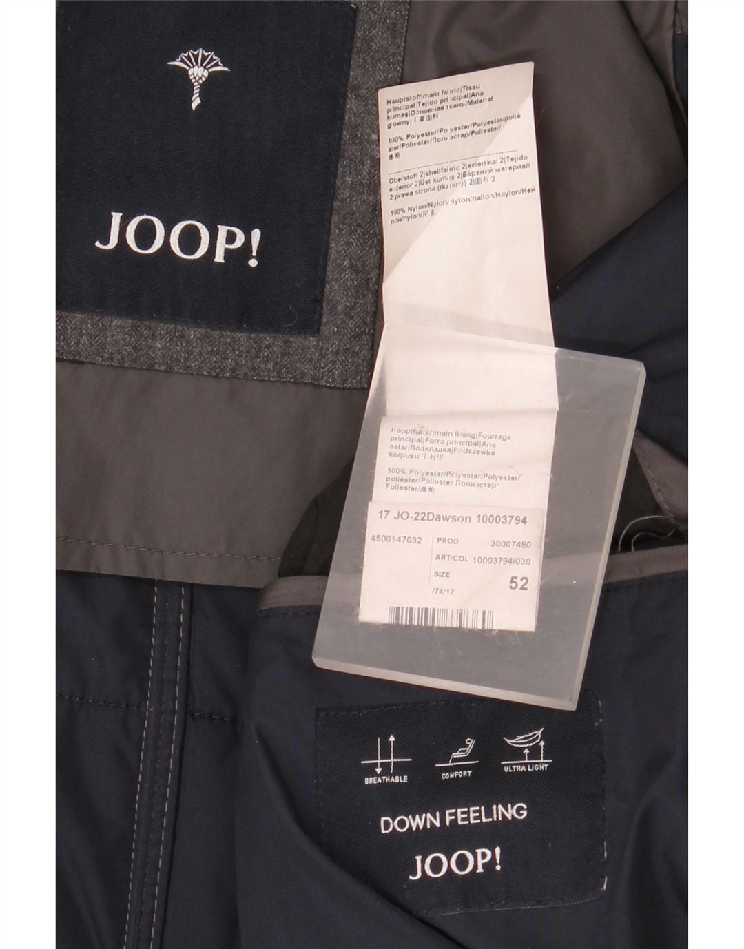 JOOP Polstret Herrejakke IT 52 XL Grå Polyester