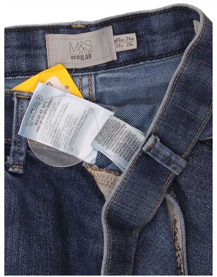 Marks & Spencer Herre Regular Straight Jeans W34 L29 Blå Bomuld