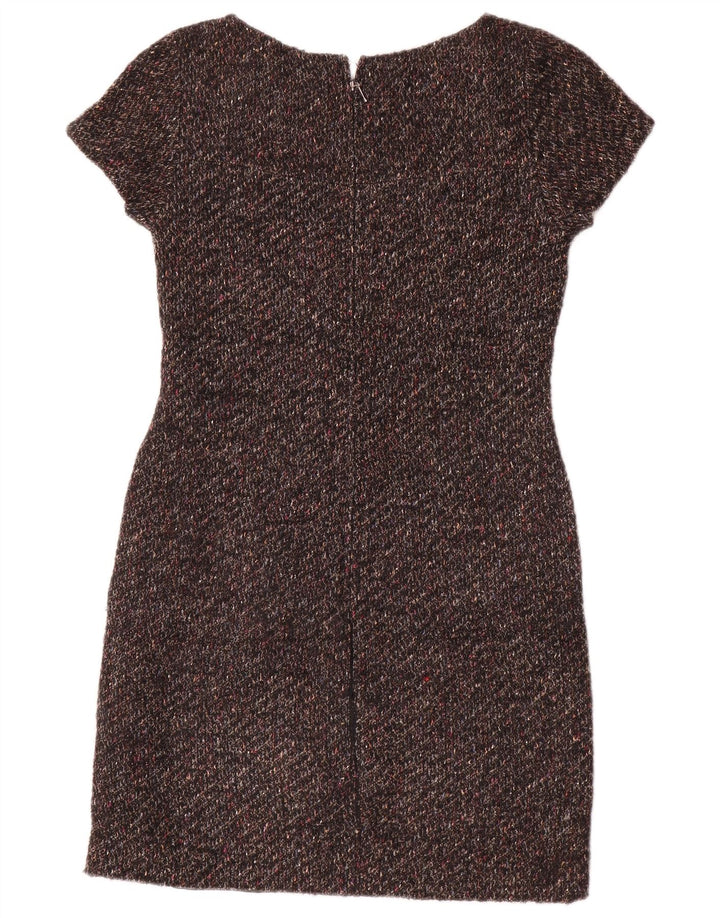 Stiksav dameskedekjole UK 8 Small Brown Flecked Wool